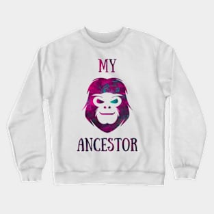 Green and Red Emerald Face of a Monkey Ancestor Crewneck Sweatshirt